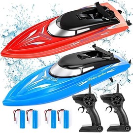 Garvee 2PACK RC Boat,Remote Control Boats for Kids and Adults,10km/H 2.4G High Speed Remote Control Boat for Pools and Lakes with 4 Rechargeable Battery.