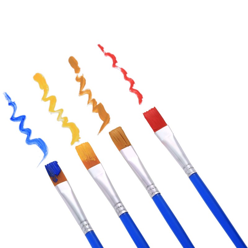 100 Pieces Small Flat Paint Brushes Art Paintbrushes Flat Top