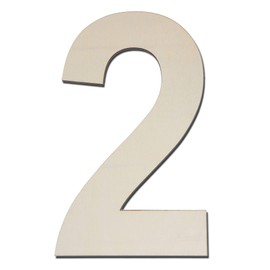 12 Inch Large Wood Number Sign 2, Unfinished Blank Wooden Slice Board for DIY Crafts Home Birthday Decorations Props