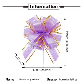 JUNRUCTH 20 PCS Large Pull Bow Ribbon, 6 inches Pull Flower Ribbon Pull Bows for Gift Wrapping, Gift Wrap Bows and Ribbon, Present Pulled Bow for Gifts Baskets, Christmas Decoration, Purple