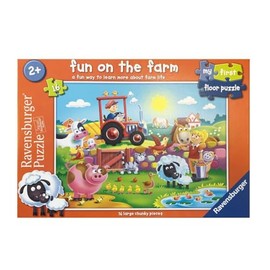 Ravensburger Fun on The Farm - My First Floor Jigsaw Puzzles for Toddlers Age 2 Years Up (24 Months) - 16 Pieces