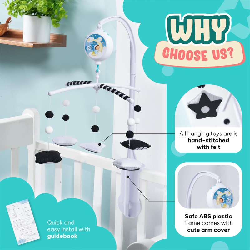 Montessori Mobile Baby for Crib (TINITIGIES) - Black and White