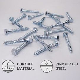 (Pack of 40) DIN 571 Galvanised Steel Hexagon Wood Screws M8 x 60 mm Hex Bolt Key Screws Hex Bolts Carriage Bolts (40, M8 x 60 mm)