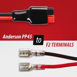 Anderson Power Pole PP45 Connector to F2 Spade Terminals Cable – 12 AWG, 2 Feet, 40 Amp Fuse, Heavy Duty Automotive, Solar, & Battery Power Wire for Electrical Connections