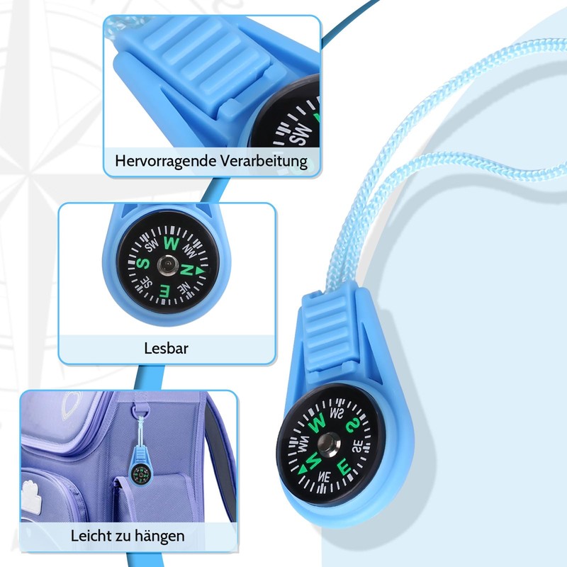 GWHOLE 15 x Compass Mini Survival Compass Kids Pendant Bag