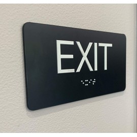 ADA Compliant Exit Sign with Braille (6" x 3" Black)