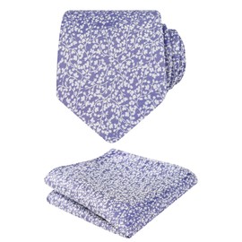 Alizeal Mens 8cm Floral Printed Wedding Party Classic Colorful Necktie with Hanky Set, Lavender