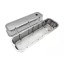 HRC Big Block Chevy Valve Covers Aluminum Flames 1965-95 396 402 427 454 496 Chrome