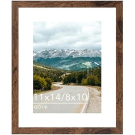 11x14 Picture Frame with 8x10 Mat Deep Brown, Display 8x10 with Mat or 11x14 Without Mat, Wood 11 by 14 Photo Frame, 11 x 14 Frame for Wall Hanging Display, Deep Brown
