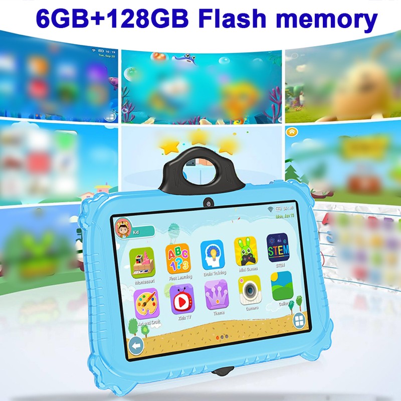 Kids Tablet 7-inch Android 12 6GB+128GB 1960*1080 High-Clear Screen Learning