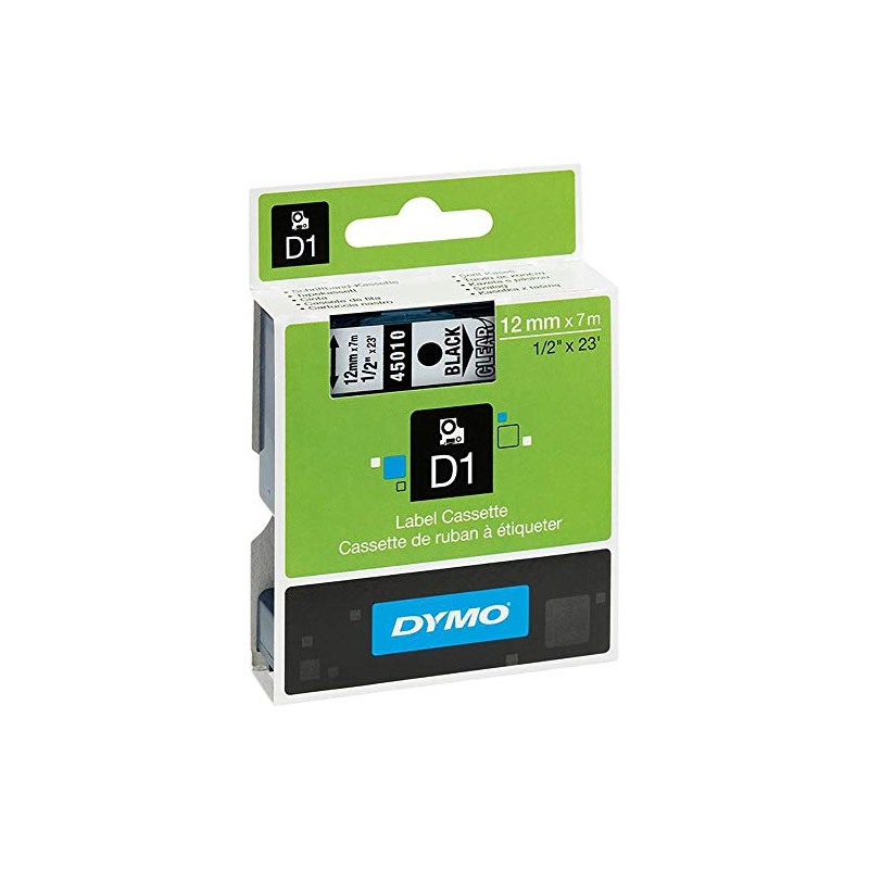 DYMO D1 Labelling Tape 45013, 12 mm, Black/White