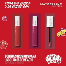 Maybelline Kit 3 Labiales lquidos Super Stay Matte Ink 5ml cu, lipstick matte de larga duracin, color intenso por hasta 16H, alta pigmentacin, no...  