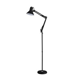Bostitch Office VLF100F Swing Arm Metal Floor Lamp, 72" Tall with Multi-Joint Adjustment, Includes Replaceable LED Bulb (VLF), Black