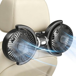 Ventilador de Coche para Asiento Trasero de Niños y Bebés, Ventiladores de Asiento de Coche USB de Doble Cabeza con Viento Fuerte para Circular Aire Fresco, 3 Velocidades de Control Separado, Clip