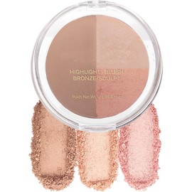 Corlo Paleta De Rubor, Iluminador Y Bronce 3 En 1, Con Contorno, Esculpido, Satinado, Suave Y Sedoso (001-Fair)