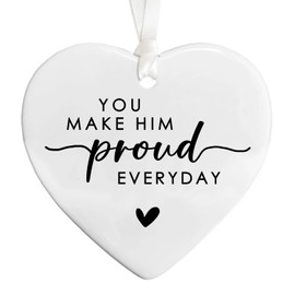 You Make Him Proud Everyday Memorial Ceramic Pendants, Sympathy Bereavement Gifts for Loss of Dad Father Grandad, Bereavement Keepsake Dad Memorial Gifts, Proud of You Thinking of You Hanging Ornament