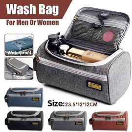 Large Capacity Men Travel Toiletry Kit Wash Bag Waterproof Cosmetic Bags Holder with Hanging Hook, Durable Polyester, 23.5x12x12cm