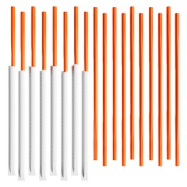Paper Wrapped Plastic Drinking Straws (10" x 0.28") (250, Orange)