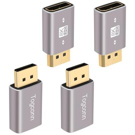 Togconn 8K DisplayPort 1.4 Male to Female Gold Plated Adapter 4 Pack,DP Male to Female Connector Converter DP Extender, Support 8K@60Hz，4K@144Hz，4K@60Hz，4K@30Hz