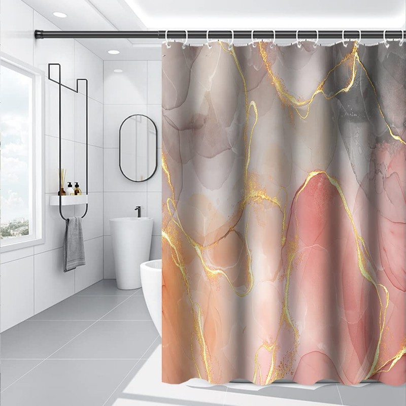 Umpoo Pink Marble Shower Curtain 72x72 Inch Abstract Mixed Ink