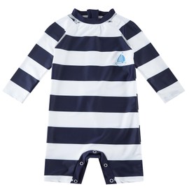 upandfast Baby Boy/Girl Swimsuit with Snap Bottom UPF 50+ Sun Protection Toddler One Piece Swimwear (Strips, 3-6 Months)