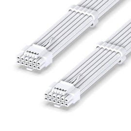 EZDIY-FAB 16AWG PCI-e 5.0 12VHPWR PSU Sleeved Cable, 600W 12+4 Pin Male to 12+4 Pin Male Cable for RTX 3090Ti/4070Ti/4080/4090.60cm/23.62in Pure White