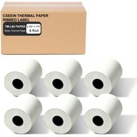 Sticky Thermal Receipt Paper 3 1/8" x 170' | 6 Rolls for Toast POS, Epson TM-L90, and Epson TM-L100 Liner Free Label Printers, Kitchen Order, Delivery & Shipping Labels