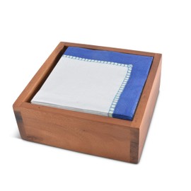 Arthur Court Wood Napkin Box Holder Cocktail Size | Perfect for Small Paper Bar Square Napkins 6 inch Square 2 inch Tall