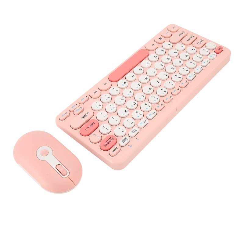 Wireless Keyboard Mouse Set Stylish Slim Round Keycaps Mute Ergonomic