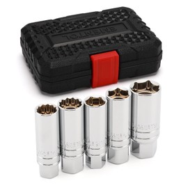 EMENTOL 5PCS 3/8" Drive Magnetic Spark Plug Socket Set, CR-V, Includes 14mm, 16mm Thin Wall Sockets and 9/16", 5/8", 13/16"