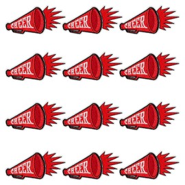 GYGYL 12 Pieces Cheer Iron on Patches, Cheerleading Cheerleader Embroidered Patches for Sports Squad Team Games Football Baseball Game Day (Megaphone, Red)
