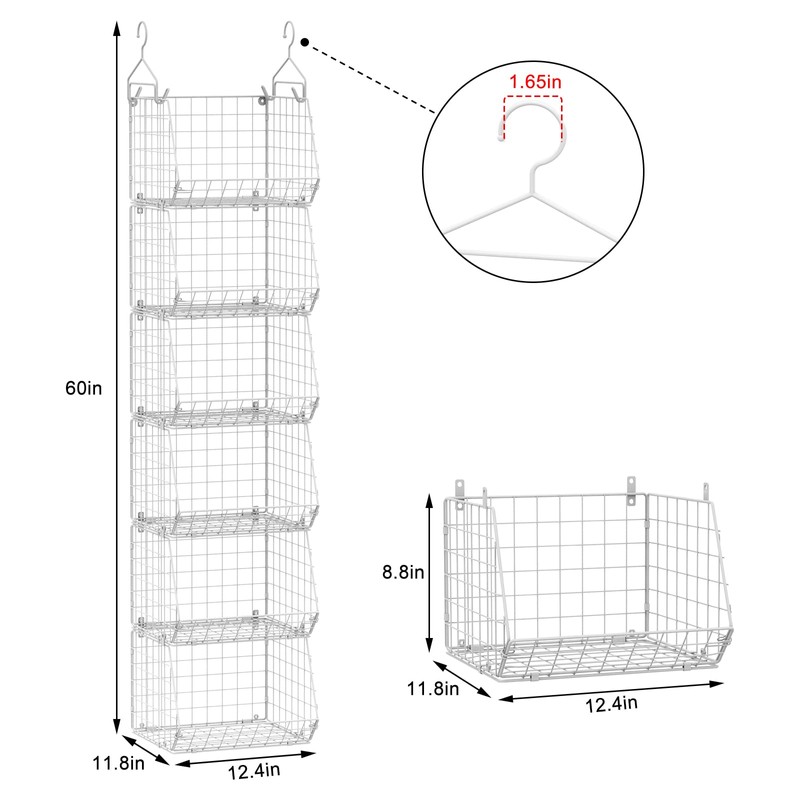 X-cosrack 6 Tier Closet Hanging Organizer, Clothes Hanging Shelves with