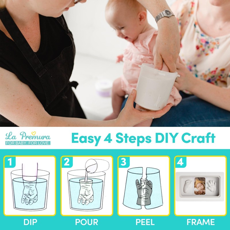 La Premura Baby Keepsake Hand Casting Kit with Shadow Box