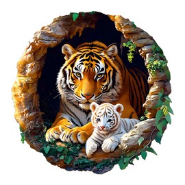 Wooden Puzzles for Adults, 3D Vision Effect-3D Tiger Family Wood Puzzles Adult, Unique Shaped Wooden Jigsaw Puzzle, Creative Gifts for Friends/Family/Puzzle Lovers, Home Decor(M-11.4 * 11.3in 200pcs)