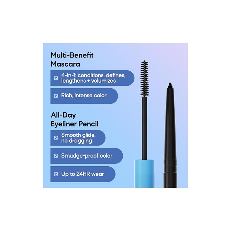 Almay Multi-Benefit Mascara and Eyeliner Duo Value Pack, Black
