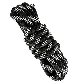 12MM Heavy Duty Rope Cord. Paracord. Polyester Climbing Rope. Strong Thick Braided Outdoor Rope. Made in Spain. 5M. Black with White