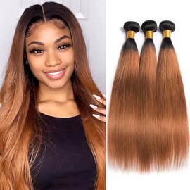 Human Hair Bundles Straight 3 Bundles 18 20 22 Inch Bundles Human Hair 100% Unprocessed Brazilian Hair Bundles Human Hair Extension for Black Women（1B/30#）