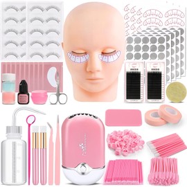 VISCOO Kit De Extensión De Pestañas Para Principiantes, Kit Profesional De Extensión De Pestañas Con Cabeza De Maniquí, Kit De Inicio De Pestañas Con Abanico, Kit De Práctica De Extensiones De Pestaña