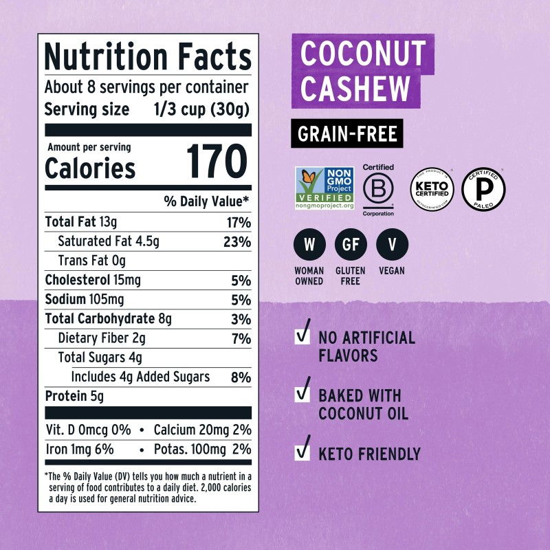 Coconut Cashew Grain Free Granola Pack of 3 8 Ounce