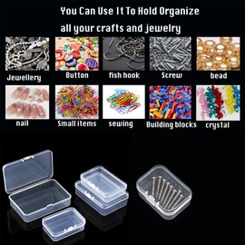 28 pcs Mini Clear Plastic Storage Boxes with Lids - Stackable Containers for Hair Accessories, Earrings, Crafts, Sewing Supplies Bead Storage