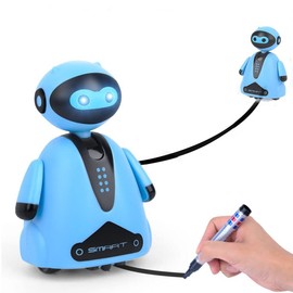 Mini Magic Inductive Robot Toy Tracer Bot Interactive STEM Toy Follow Black Line with LED Light Educational Toys for Kids…