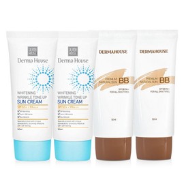 Whitening Wrinkle Tone-up Sunscreen 2 + BB Cream 2 Whitening Wrinkle Improvement UV Protection SPF50+PA+++/Blemish Cover / 미백 링클 톤업 썬크림2개+비비크림2개 미백 주름개선 자외선차단 SPF50+PA+++잡티커버