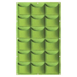 WHATWEARS Hanging Planting Grow Bags, 18 Pockets Hanging Vertical Wall Planter Wall Mounted Grow Bag Outdoor Indoor Gardening Vertical Greening Flower Container, Planting Bags(1.0 m × 0.5 m, Green)