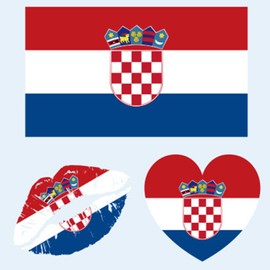 Croatia Flag Tattoos, 30 Sheets Croatia Flag Temporary Face Tattoos Stickers, 90 Pcs Waterproof Sweat National Flag Removable Fake Tattoos