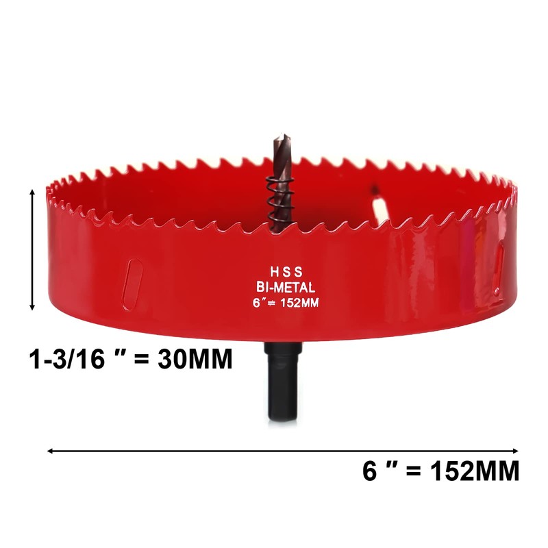 6-1/4 Inch Hole Saw for Recessed Lighting, 159mm HSS BI-Metal