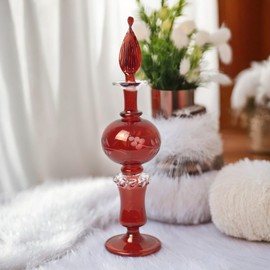 Red Glass Perfume Display Bottle | Handmade Glass Perfume Decanter | Unique Glass Scent Bottle | Decorative Fragrance Glass Bottle | Vintage Refillable Bottle | Blown glass perfume collector’s item