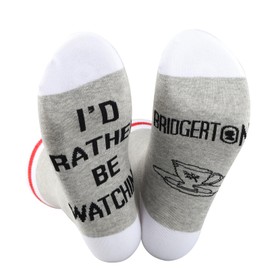 ZJXHPO TV Show Inspired Crew Sock Book Lover Gift Romantic TV Show Novelty Sock Socks Historical Drama Gift (CA/US, Alpha, One Size, Regular, Regular, C-Bridg TV Sock)