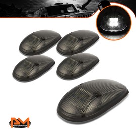 PM PERFORMOTOR 5Pcs White LED Cab Top Roof Running Lights Marker Lights Compatible with 99-01 Dodge Ram Truck,Smoked Lens