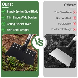 CKLT Ice Shovel 65in Flat Shovel with Spring Steel Blade Multifunctional Cleaning Shovel Floor Scraper Long Adjustable Handle Heavy Duty Ice Scraper, Snow Shovel, Garden Shovel for Weed, Lawn Edging