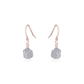 Crystal Quartz Raw Nugget Earrings in 14k Rose Gold Fill